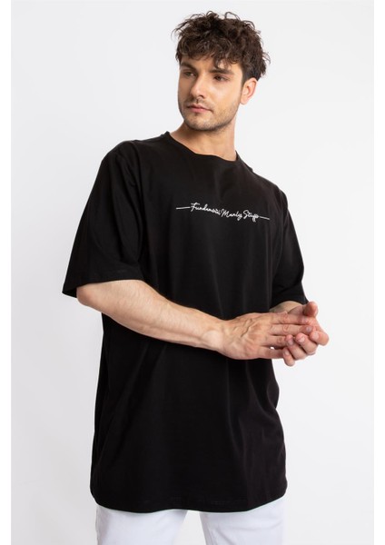Oversize O-Yaka T-shirt Fmsuelto - Siyah fiyatları
