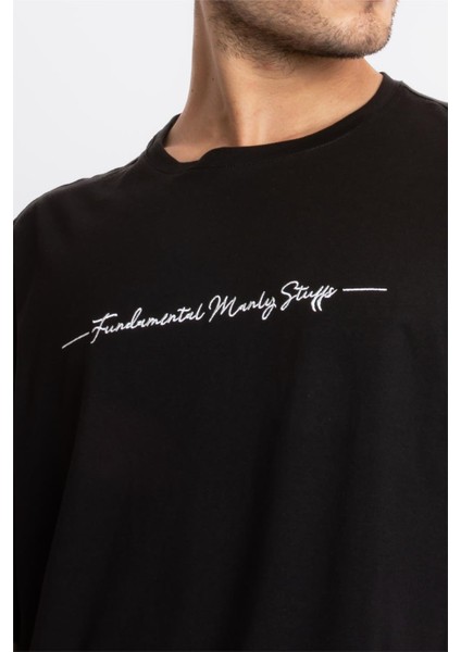 Oversize O-Yaka T-shirt Fmsuelto - Siyah indirimleri