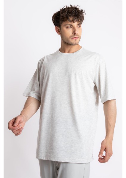 Oversize O-Yaka T-shirt Basuelto - Gri Melanj indirimleri