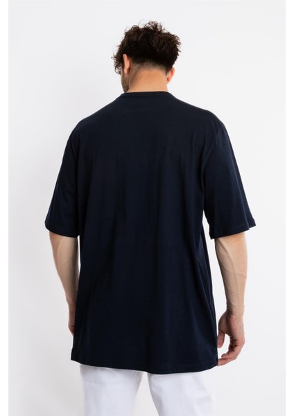 Oversize O-Yaka T-shirt Fmsuelto - Lacivert fırsatları