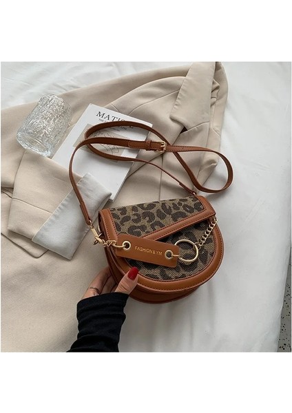 7600 Kahverengi Stil Bs Acelure Yüksek Li Leopar Kova Çanta Bayanlar Sonbahar ve Kış Küçük Çanta Yeni Tüm Maç Tasarımcı Crossbody Çanta Kadın Kova (Yurt Dışından)