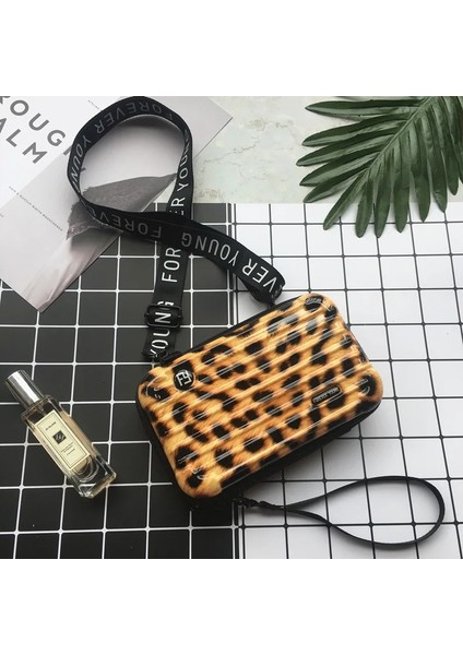 Hafif Leopar-Şerit Stili Wome Için Lüks El Çantaları Yeni Bavul Şekli Tote Kadınlar Ünlü Debriyaj Çanta Mini Kutu Çanta Moda Mini Bagaj Çantası (Yurt Dışından)