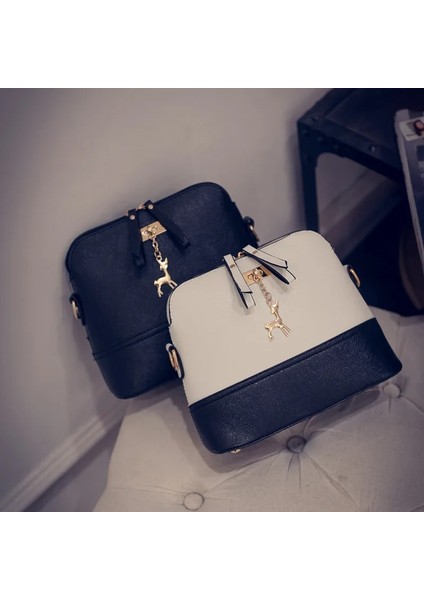 Siyah Stil Kadın Deri Küçük Omuz Çantası Kadın Geyik Eklenmiş Çarpışma Çapraz Vücut Çanta Kadın Omuz Çantaları Kız Messenger Çanta (Yurt Dışından) modelleri