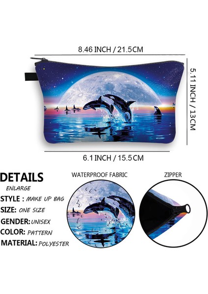 SHZBHAITUN19 Tarzı Dolrint Kozmetik Çantası Kadın Mini Çanta Köpekbalığıdolosmetic Kılıf Rahat Moda Seyahat Saklama Çantası (Yurt Dışından)