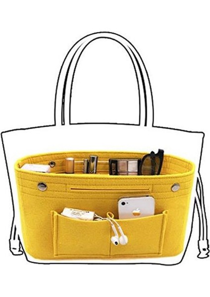 Gri 3 Tarzı Obag Keçe Kumaş Iç Çanta Kadın Moda Çanta Çok Cepler Depolama Kozmetik Organizatör Çantaları Bagaj Çantaları Aksesuarları (Yurt Dışından)