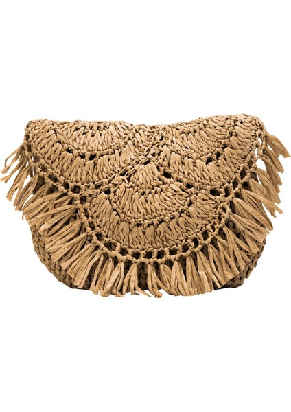 G Stili Yazın Kadınlar Için Yaz Hasır Çanta El Yapımı Püskül Plaj Çantası Rafya Rattan Dokuma Çanta Tatil Omuz Crossbody Çanta Debriyaj (Yurt Dışından)