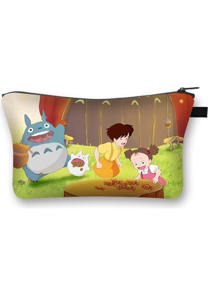 SHZBGQJ11 Stili Karikatür Totoro Uzakta Kozmetik Çantası Genç Kız Makyaj Çantası Kadın Rahat Makyaj Pouute Seyahat Kozmetik Çantası (Yurt Dışından)