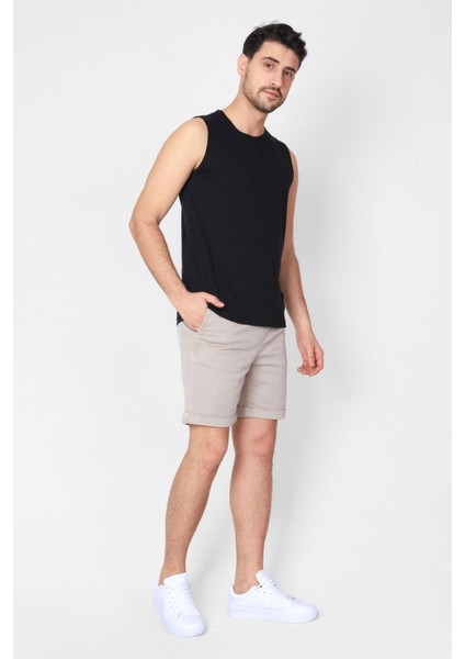 O-Yaka Kolsuz T-shirt Cuerposino - Siyah