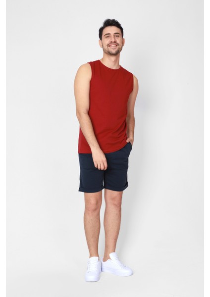 O-Yaka Kolsuz T-shirt Cuerposino - Bordo