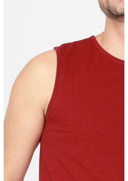 O-Yaka Kolsuz T-shirt Cuerposino - Bordo indirimleri