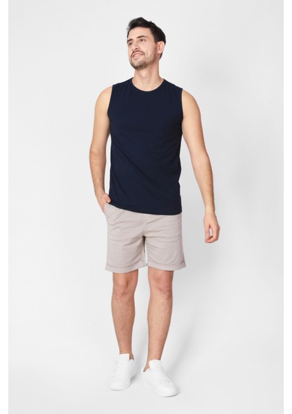 O-Yaka Kolsuz T-shirt Cuerposino - Lacivert