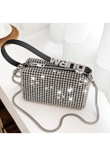 Tip 2 No W Stili 19CMX11CMX7.5CM Kadın Elmas Hobo-Çanta Kadın Debriyaj Tasarımı Için Lüks Omuz Çantaları Çanta Deri Pu Parlak Hobo-Çanta Messenger Çanta (Yurt Dışından)