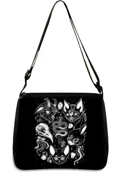 YXBWITCHCW09W Stili 20CMX24CM Gotik Kız Cadı Wicca Çanta Retro Eğlence Omuz Çantaları Kadın Çapraz Kolu Çanta Koltukaltı Kadın Debriyaj Tote Çanta (Yurt Dışından)