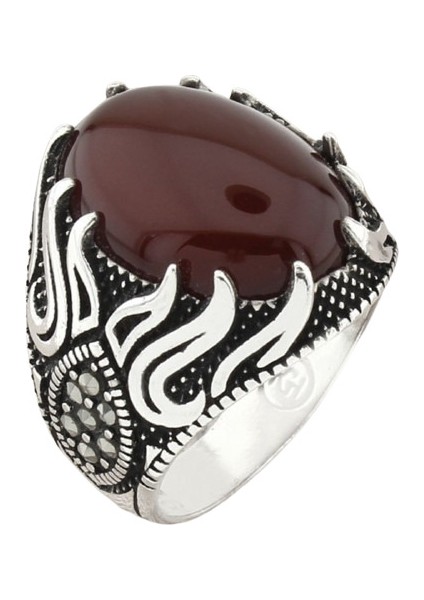 Erkek Yüzük Gümüş 925 Markazit Taşlı