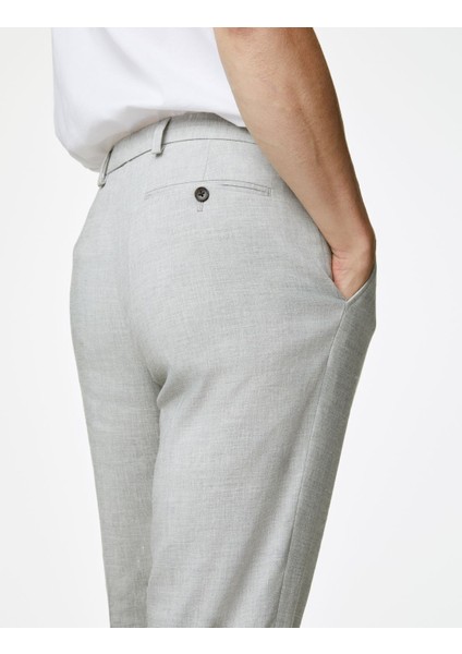 Tailored Fit Klasik Keten Pantolon