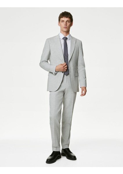 Tailored Fit Klasik Keten Pantolon