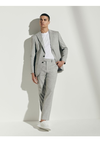 Tailored Fit Klasik Keten Pantolon