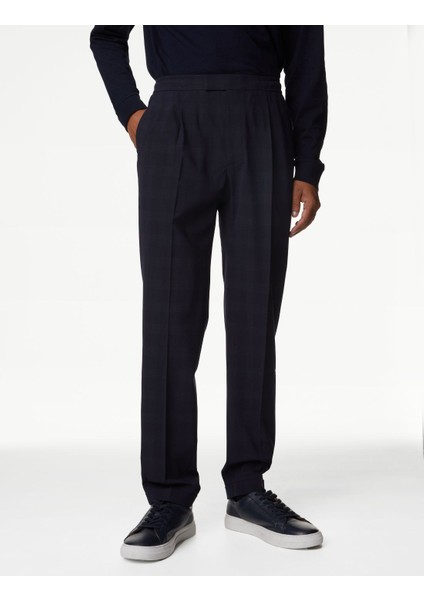 Tailored Fit Ekose Desenli Pantolon