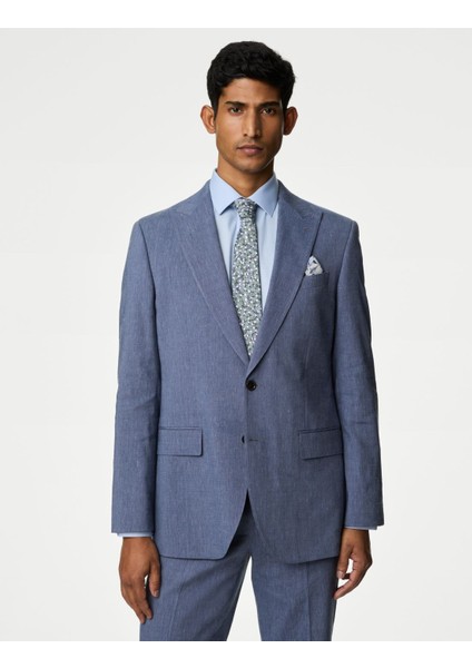 Tailored Fit Klasik Keten Ceket