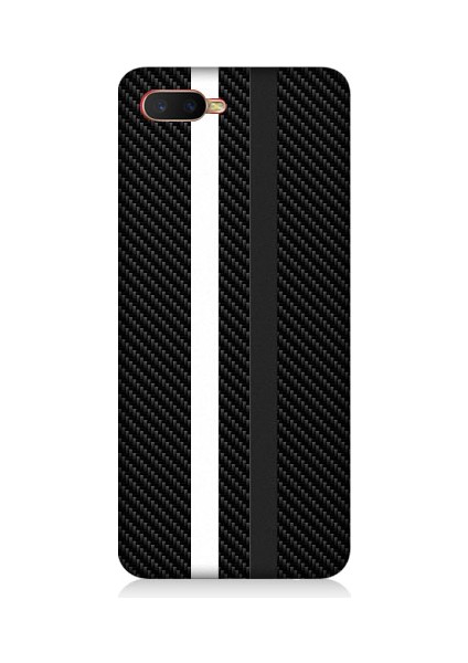 Oppo Rx 17 Neo Uyumlu Siyah Beyaz Karbon Motif Desenli Silikon Kılıf