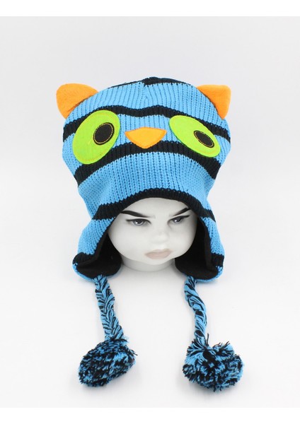 090 3000 Kurbağa Desenli Çocuk Bere Baykuş Tek Ebat