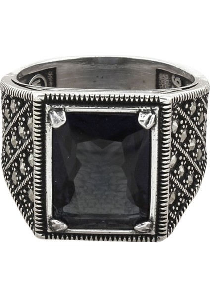Erkek Yüzük Gümüş 925 Kaplan Markazit Taşlı fiyatları