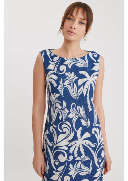 Palmiye Desen Yanı Yırtmaçlı Uzun Elbise fiyatları