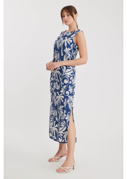 Palmiye Desen Yanı Yırtmaçlı Uzun Elbise fırsatları