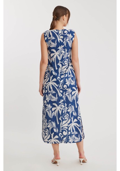 Palmiye Desen Yanı Yırtmaçlı Uzun Elbise indirimleri