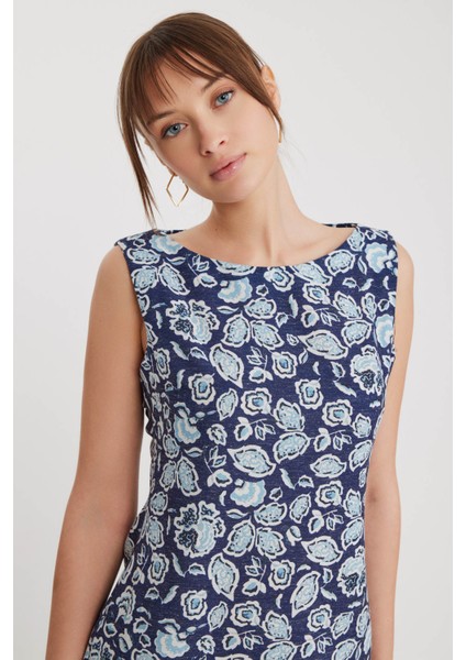 Çiçek Desen Yanı Yırtmaçlı Uzun Elbise indirimleri