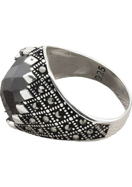 Erkek Yüzük Gümüş 925 Markazit Taşlı modelleri