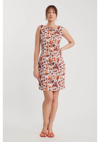 Sıfır Kol Sonbahar Desenli Elbise fiyatları