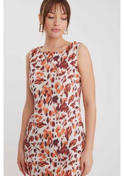 Sıfır Kol Sonbahar Desenli Elbise fırsatları