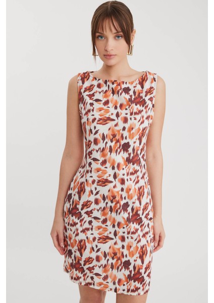 Sıfır Kol Sonbahar Desenli Elbise indirimleri