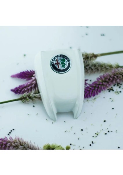 Beyaz-A Karbon Fiber Anahtar Kabuk Anahtar Kabuk 3D Anahtarlık Alfa Romeo Giulia Stelvio Araba Anahtarı Koruyucu Kapak (Yurt Dışından)