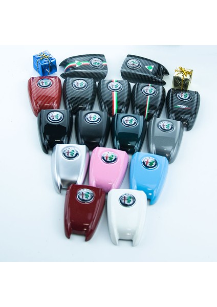 Beyaz-A Karbon Fiber Anahtar Kabuk Anahtar Kabuk 3D Anahtarlık Alfa Romeo Giulia Stelvio Araba Anahtarı Koruyucu Kapak (Yurt Dışından) indirimleri