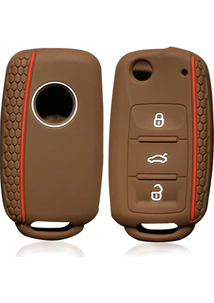 Kahverengi Silikon Araba Anahtarı Kapağı Kılıf Vw Golf Bora Jetta Polo Mk4 Mk6 Bora Passat B5 B6 Süper Tiguan Beetle Anahtarlık (Yurt Dışından)