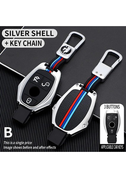 Gümüş Rengi Araba Anahtarı Kılıf Kapak Anahtar Çanta Mercedes Benz A B Lass Amg Gla Cla Glc W176 W221 W204 W205 Aksesuarları Tutucu Kabuk Anahtarlık (Yurt Dışından)