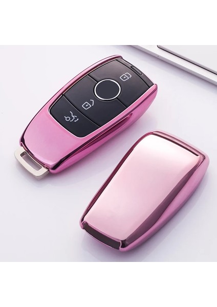 Pembe Yeni Tpu Araba Uzaktan Anahtar Kutu Kabuk Mercedes Benz E Sınıfı E200 E260 E300 E320 Koruyucu Anahtar Kapağı Fob Tutucu (Yurt Dışından)