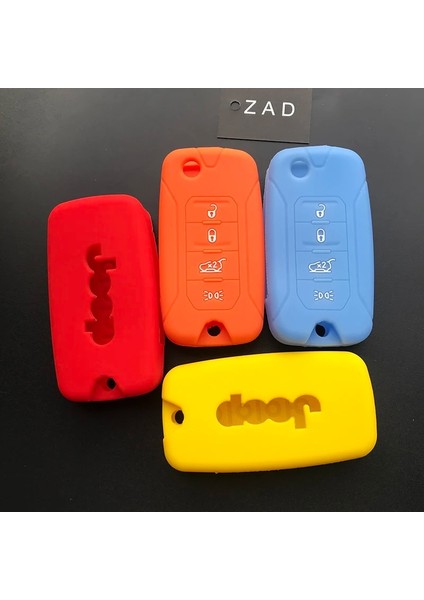 Pembe Zad Silikon Kauçuk Araba Anahtarı Kılıf Kapak Fob Jeep Renegade Sert Çelik Katlanır Uzaktan 4 Düğmeli Anahtarsız (Yurt Dışından)