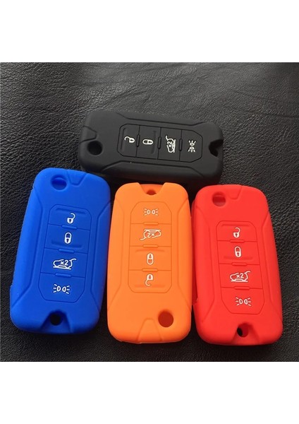 Pembe Zad Silikon Kauçuk Araba Anahtarı Kılıf Kapak Fob Jeep Renegade Sert Çelik Katlanır Uzaktan 4 Düğmeli Anahtarsız (Yurt Dışından)