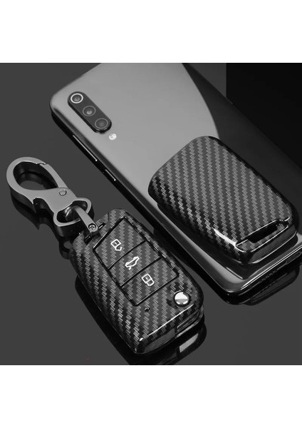 Seçenek 2 Karbon Abs Araba Anahtarı Durum Vw Volkswagen Polo Golf T5 Passat B6 B5 Skoda Octavia A5 A7 Koltuk Leon Ibiza Ateca Anahtarlık (Yurt Dışından)