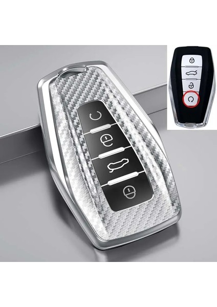 Sadece Gümüş Kasa Araba Anahtarı Kapağı Anahtarlık Kılıf Geely Coolray Atlas Boyue Nl3 Emgrand X7 Ex7 Suv Gt Gc9 Borui Araba Tutucu Çanta Şekillendirici Aksesuarları (Yurt Dışından)
