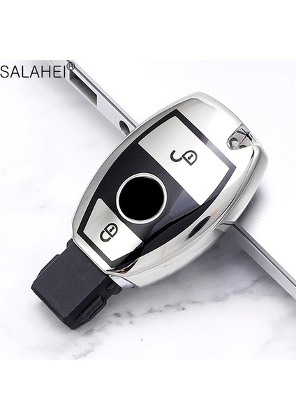 Mavi Anahtarlık 2 Düğmeler Yumuşak Tpu Araba Anahtarı Kılıf Kapak Kabuk Mercedes Benz W203 W204 W GLK300 Cls Clk Cla Slk C S E Sınıfı Aksesuarları (Yurt Dışından) modelleri