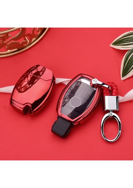 Mavi Anahtarlık Li Tpu + Pc Araba Anahtarı Kılıf Kapak Anahtarlık Zincir Yüzük Mercedes Benz W203 W210 W211 W124 W202 W204 Amg Aksesuarları (Yurt Dışından)