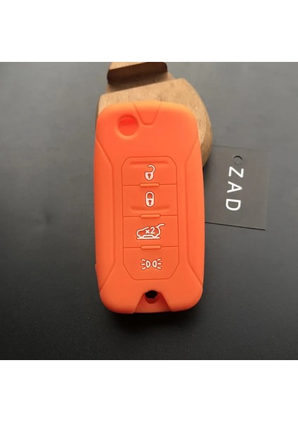 Turuncu Zad Silikon Kauçuk Araba Anahtarı Kılıf Kapak Fob Jeep Renegade Sert Çelik Katlanır Uzaktan 4 Düğmeli Anahtarsız (Yurt Dışından)