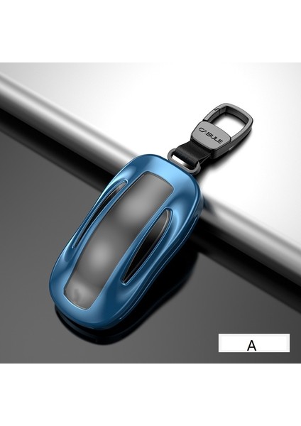 x Modeli Için Mavi Ar Anahtar Kılıfı Kemerli Alüminyum Alaşım + Tpu Anahtar Kabuk Saklama Çantası Koruyucu Tesla Model S Model 3 Model x Model Y (Yurt Dışından)