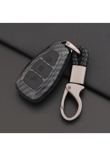 Kırmızı Anahtarlık Karbon Fiber Uzaktan Kumanda Araba Anahtarlık Anahtarlık Kılıf Ford Focus Mk3 Mk4 Kuga Kaçış Ecosport Yeni Fiesta, Akıllı Anahtar (Yurt Dışından)