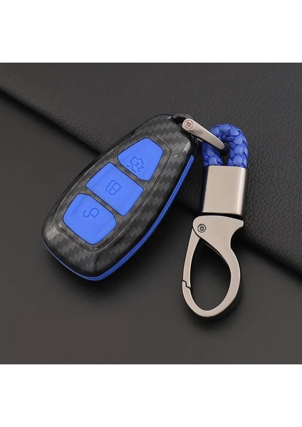 Kırmızı Anahtarlık Karbon Fiber Uzaktan Kumanda Araba Anahtarlık Anahtarlık Kılıf Ford Focus Mk3 Mk4 Kuga Kaçış Ecosport Yeni Fiesta, Akıllı Anahtar (Yurt Dışından)
