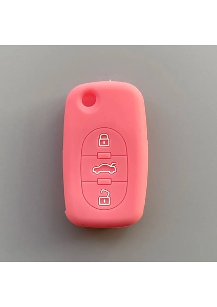 3 Düğmeli Pembe Silikon Kauçuk Araba Anahtarlık Kılıfı Audi A2 Için Set A3 A4 A6 A Düğmesi Eski Katlanır Uzaktan Kumandalı Anahtar (Yurt Dışından)